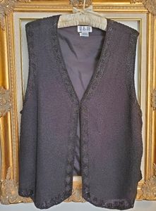 Black beaded silk vest